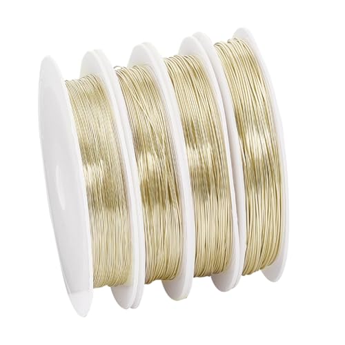 PH PandaHall Basteldraht Zur Schmuckherstellung 80M 14K Vergoldeter Kupferdraht Goldschmuckdraht Metallperlendraht Zur Schmuckherstellung 22~28 Spur von PH PandaHall