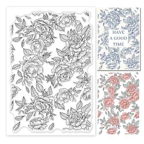 PH PandaHall Blumenhintergrund Klare Stempel Blumen Transparente Stempel Silikon Siegelstempel Florale Gummistempel Für Kartenherstellung DIY Scrapbooking Fotoalbum Frühlingsthema von PH PandaHall