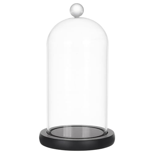 PH PandaHall Cloche Glaskuppel Klarglas-Display-Kuppel Cloche Glockengefäß Schwarzer Kuppeldeckel mit Tragegriff für Blumen Ton Sukkulenten Weihnachten Display, 14x11cm von PH PandaHall