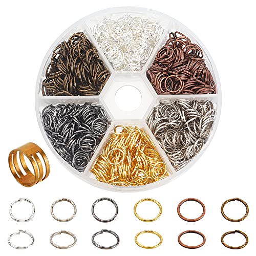 PH PandaHall Etwa 1300 Stück offene Binderinge aus Eisen, O-Ring, ungelötet, Durchmesser 7 mm, Draht, 21-Gauge, 6 Farben, für Schmuckzubehör von PH PandaHall