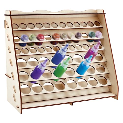 PH PandaHall Farbregal Organizer Holz Farbe Halter Lagerung mit 60 Löchern 6 Tier Craft Farbe Display Stand Wandmontierte Pigment Tinte Flasche Farben Werkzeug Lagerung für Miniaturfarben von PH PandaHall