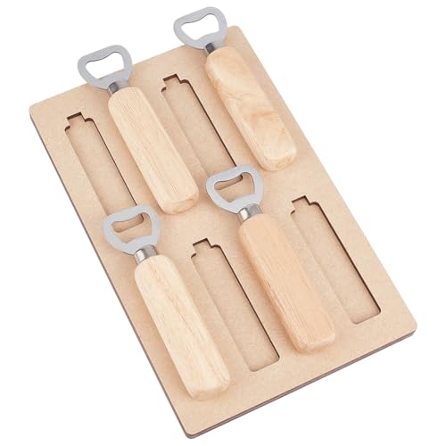 PH PandaHall Flaschenöffner Jig Holz MDF Bier und Weinöffner Halter Organizer Flaschenöffner Behälter Ausstellungsständer für Party, Bar, Restaurant, Zuhause Dekoration, 8 Schlitze, 17x27x1cm von PH PandaHall