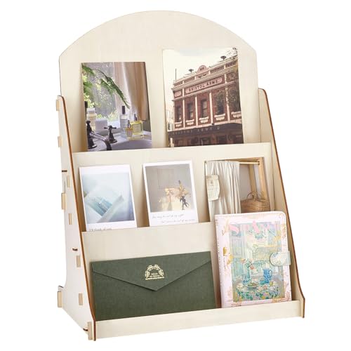 PH PandaHall Grußkarten Präsentationsständer 3 Stöckig Holz Bildständer Karten Organizer Für Grußkarten Fotos Postkarten Untersetzer 40x24x57cm von PH PandaHall