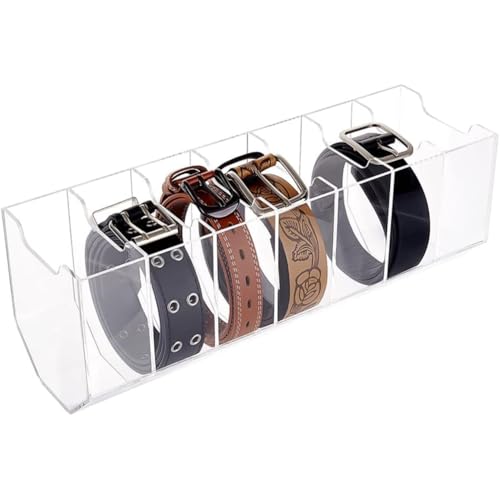 PH PandaHall Gürteldisplay Organizer Gürteletui Aus Acryl 7 Fach Vitrine Gürtelaufbewahrungshalter Transparente Vitrine Für Männer Und Frauen Krawattengürtel Schmuck 37x12x13.5cm von PH PandaHall