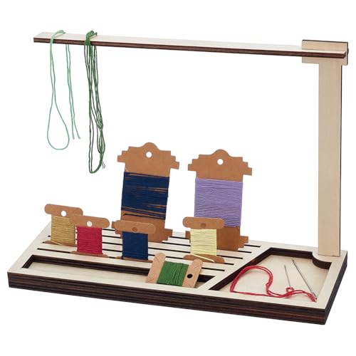 PH PandaHall Hölzernes Spulenregal für Stickereifäden, 5 Slots Holz Zahnseide Organizer Zahnseide Spulen-Halter für Kunsthandwerk Kreuzstich Stickerei Nähen, 29x11x21.6cm von PH PandaHall