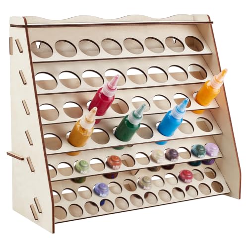 PH PandaHall Holz Farbregal Organizer für 68 Farbflaschen, Craft Paint Holder Lagerung 6 Tier Farbe Display Stand Wandmontierte Pigment Tinte Flasche Farben Werkzeug Lagerung für Miniatur-Farbset von PH PandaHall