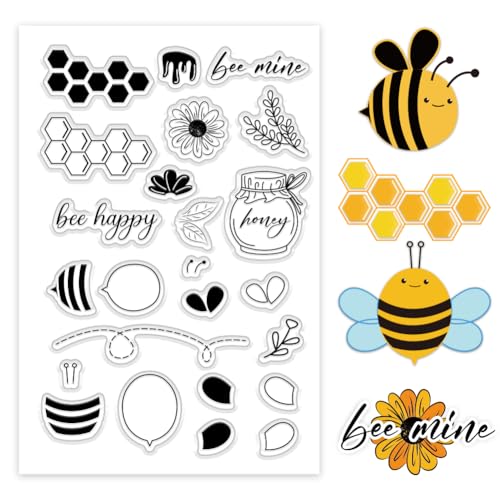 PH PandaHall Honigbiene Klarsichtstempel Bienenwabe Silikonstempel Siegel Bee Happy Flowers Gummistempel Bienen Elemente Transparente Stempel für Fotoalbum Journal DIY Scrapbooking 16x11cm PH PandaHall Honigbiene Klarsichtstempel Bienenwabe Silikonstempel Siegel Bee Happy Flowers Gummistempel Bienen Elemente Transparente Stempel für Fotoalbum Journal DIY Scrapbooking 16x11cm von PH PandaHall