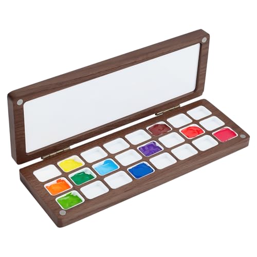 PH PandaHall Leere Aquarell, 24 Raster abwaschbare Walnuss Farbschale mit Deckel Reise Holz Malerei Box Aquarellkasten Koffer für Maler Studenten Erwachsene Studio Home Outdoor, Kamel PH PandaHall Leere Aquarell, 24 Raster abwaschbare Walnuss Farbschale mit Deckel Reise Holz Malerei Box Aquarellkasten Koffer für Maler Studenten Erwachsene Studio Home Outdoor, Kamel von PH PandaHall