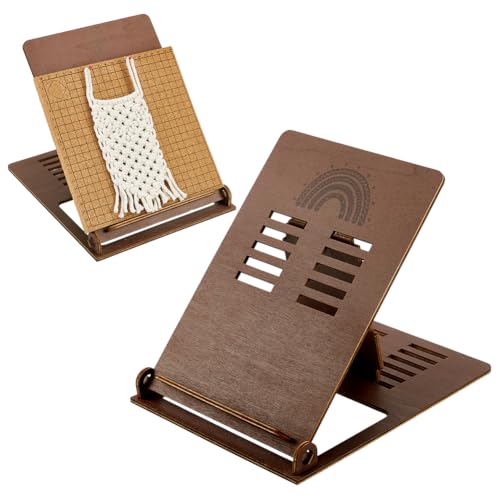 PH PandaHall Makramee Ständer Für Den Schreibtisch Makramee Set Aus Holz Faltbarer Makramee Halter Verstellbarer Makramee Ständer Für Strickzimmer Perlenarbeiten Handarbeiten 27.5x21x21.6cm von PH PandaHall