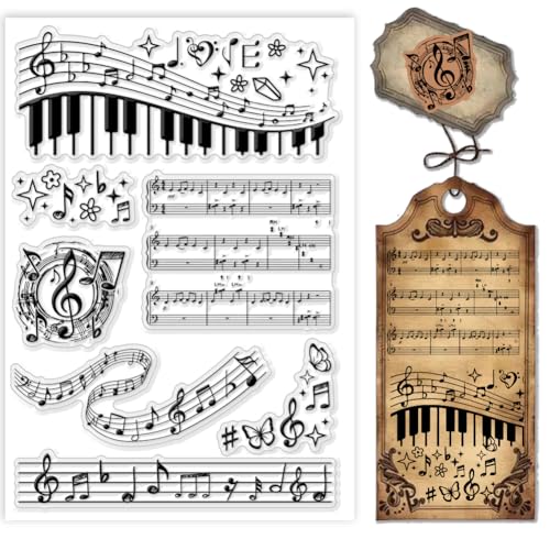 PH PandaHall Musiknoten Clear Stamps Musik Symbol Transparent Stempel Notengummistempel Violine Musik Siegelstempel für Kartenherstellung und DIY Scrapbooking Journal Album Crafts 16x11cm PH PandaHall Musiknoten Clear Stamps Musik Symbol Transparent Stempel Notengummistempel Violine Musik Siegelstempel für Kartenherstellung und DIY Scrapbooking Journal Album Crafts 16x11cm von PH PandaHall