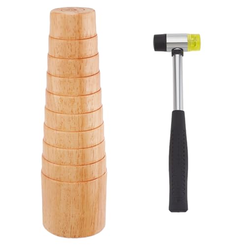 PH PandaHall Oval Bracelet Mandrel, Holzarmband Dorn Sizer Armbänder Dorn Armreif Shaper Tool Wire Wrapping Tool mit Gummihammer für die Herstellung und Reparatur von Schmuckhandwerk von PH PandaHall