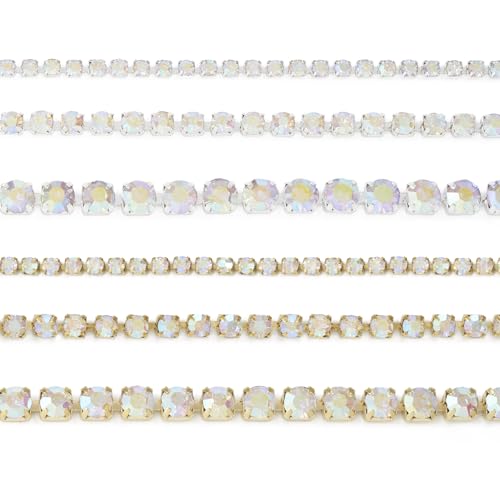 PH PandaHall PandaHall 6 Yards Crystal Rhinestone Strass Cup Chains Rhinestone Close Chains Trimming Claw Chain for DIY Sewing Craft Jewelry Making CHC-TA0001-05-YS-EU von PandaHall