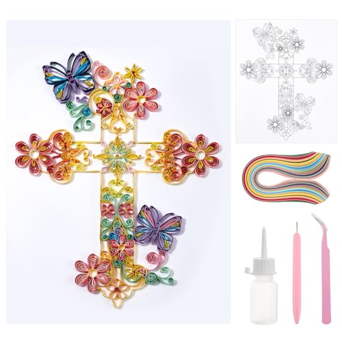 PH PandaHall Papier-Quilling-Bausatz Cross Quilling Werkzeug Lieferant Schmetterling Papier Quilling Template Board DIY Set Quilling Patterns für Anfänger Erwachsene 24.5x21cm von PH PandaHall