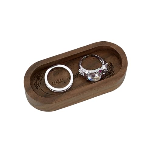 PH PandaHall Ringhalter Aus Walnussholz Kleines Holztablett Ringe Schmuckschale Für Schmuck Trauringe Präsentation von Geburtstagen Jahrestagen Geburtstagsgeschenken, Ellipsenförmige, 8.2x3.7cm von PH PandaHall