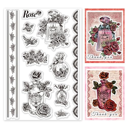 PH PandaHall Rosenparfüm Stempelset 11 Stück Silikonstempel Retro Stil Gummistempel Für Scrapbooking Kartonherstellung Spitzenstempel Für Albumdekoration PH PandaHall Rosenparfüm Stempelset 11 Stück Silikonstempel Retro Stil Gummistempel Für Scrapbooking Kartonherstellung Spitzenstempel Für Albumdekoration von PH PandaHall