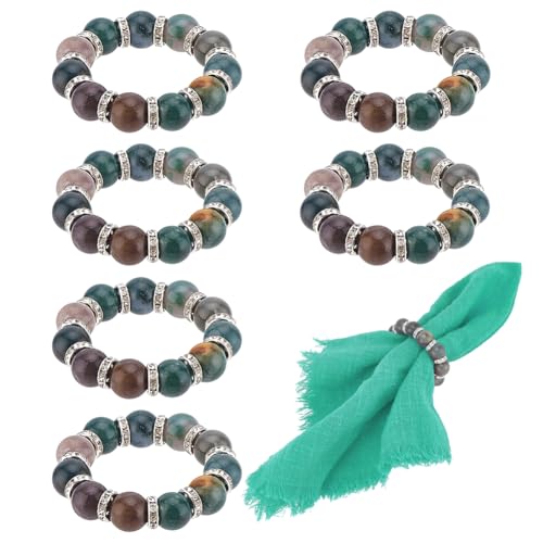 PH PandaHall Serviettenringe aus natürlichen Achatperlen Silberne Serviettenringhalter mit elastischen Perlen Strass Serviettenringe mit Kranz für Hochzeit, Tischdekoration PH PandaHall Serviettenringe aus natürlichen Achatperlen Silberne Serviettenringhalter mit elastischen Perlen Strass Serviettenringe mit Kranz für Hochzeit, Tischdekoration von PH PandaHall