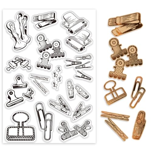 PH PandaHall Transparente Stempel Mit Vintage Clip Thema 14 Stück Gummistempel Retro Binder Clip Index Clip Transparente Silikonstempel Für Scrapbooking Und Kartenherstellung PH PandaHall Transparente Stempel Mit Vintage Clip Thema 14 Stück Gummistempel Retro Binder Clip Index Clip Transparente Silikonstempel Für Scrapbooking Und Kartenherstellung von PH PandaHall