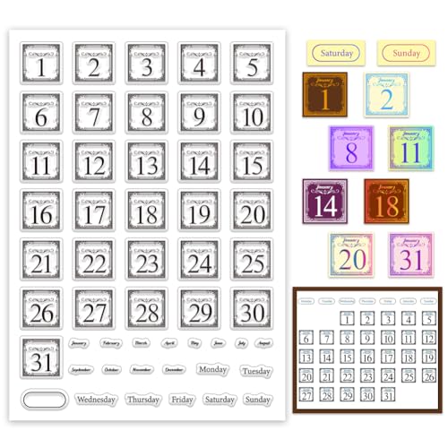 PH PandaHall Transparente Zahlenstempel Transparentes Silikon Kalenderstempel Set Wochen Und Monatsstempel Für Notizbücher Journaling Scrapbooking Kartenherstellung von PH PandaHall