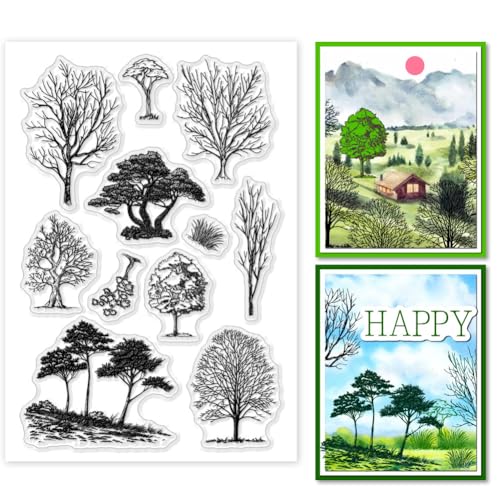 PH PandaHall Tree Transparente Stempel Zur Kartengestaltung Silikonstempel Mit Verwelktem Baum Pflanze Transparent Siegelstempel Gummistempel Für Tagebuch Dekoration Karte von PH PandaHall