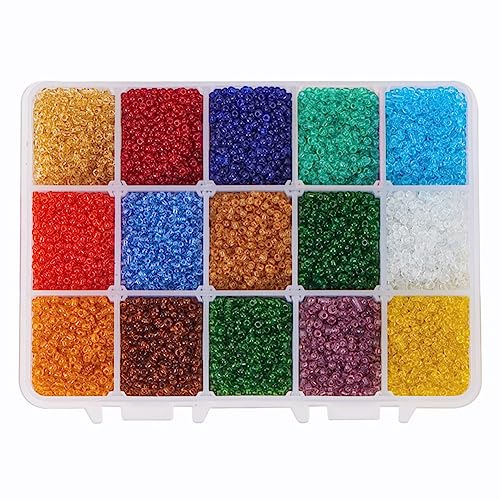 PH PandaHall Über 21000 stücke 15 Farbe 12/0 Transparentem Glas Rocailles 2mm Mini Perlen mit Container Box für Schmuck Machen von PH PandaHall