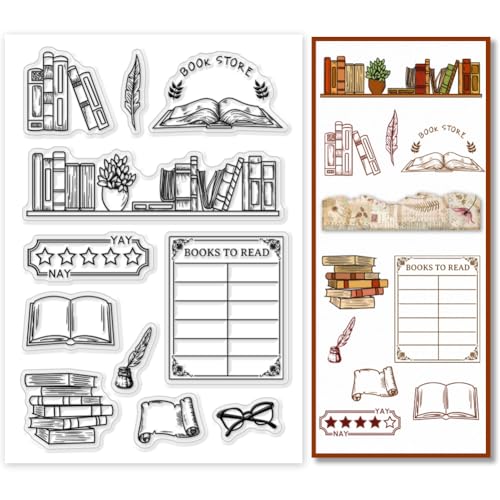 PH PandaHall Umfassendes Bücherregal Klare Stempel Bücher Silikon Transparente Gummistempel Für DIY Scrapbooking Kartenherstellung Lehrertag von PH PandaHall