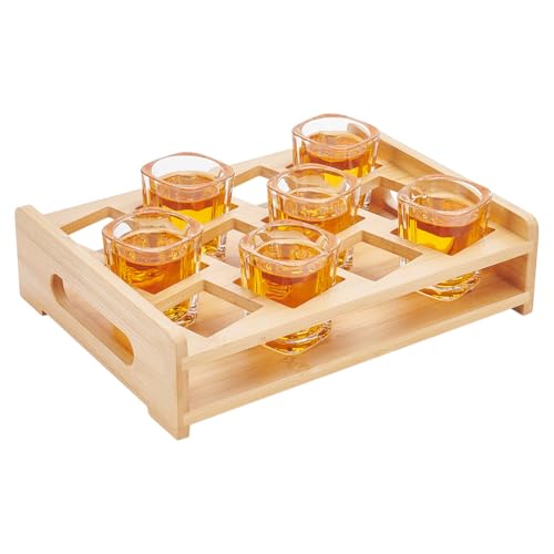 PH PandaHall Weingläser-Halter Shot Glass Display CaseShot Glass Holder Shot Glasses Serving Tray mit 1.87" Square Hole für 12 Tassen, Bar, Pub, Club von PH PandaHall