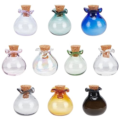 PH PandaHall Winzige Gläser 10 Farben Mini Glasflaschen Winzige Zaubergläser Trankflaschen 1 ml Glückstüte Wunschflasche Fläschchen Mit Korkstopfen Treibende Flasche Für Hochzeit Party Dekoration von PH PandaHall