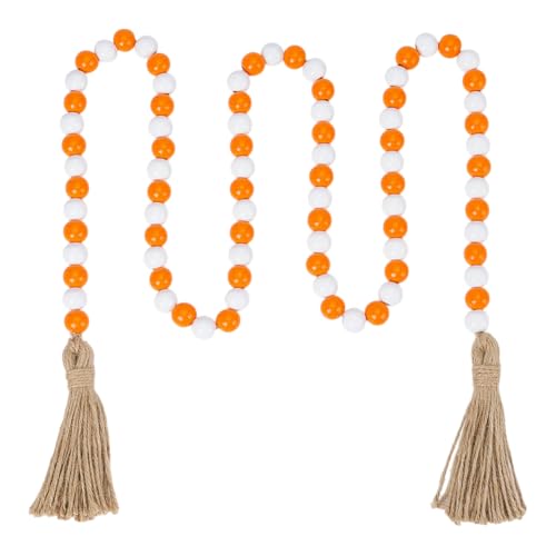 PH Pandahall Holzperlengirlande Mit Quasten 1.5 m Orange Dekorative Perlen Für Weihnachtsbaum Home Room Decor Wandbehang Vorhangstange Akzente Regal von PH PandaHall