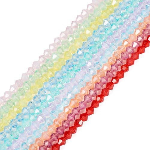 PandaHall 10 Stränge Facettierte Kristallglasperlen Doppelkegel Lose Spacer Perlen Bulk für DIY Handwerk Armbänder Halsketten Ohrringe Schmuckherstellung von PH PandaHall