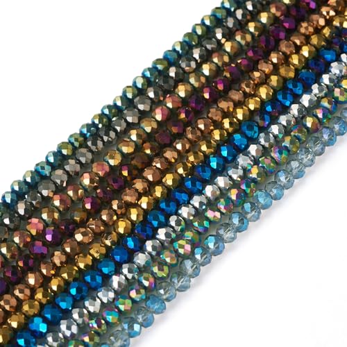 PandaHall 10 Stränge Rondelle Facettierte Kristallglasperlen Transparente Glas-Rocailles Bulk für DIY Handwerk Freundschaftsarmbänder Schmuckherstellung von PandaHall
