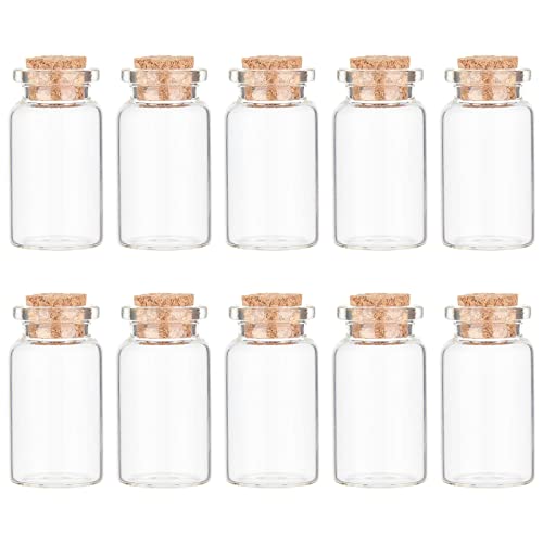 PandaHall 10 Stück Mini Glasfläschchen mit Korkverschluss Kleine Glasflaschen Mini Flasche Fläschchen mit Korken 40x22 mm von PH PandaHall