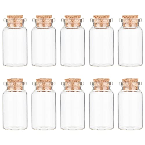 PandaHall 10 Stück Mini Glasfläschchen mit Korkverschluss Kleine Glasflaschen Mini Flasche Fläschchen mit Korken 40x22 mm von PH PandaHall