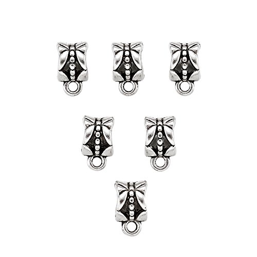 PandaHall 100 Stück Legierung Aufhänger Glieder Säulen-Perlen 11,5 x 6 x 8 mm Antik-Silber tibetischer Stil Abstandhalter lose Perlen für Armbänder Halsketten DIY Schmuckherstellung von PH PandaHall