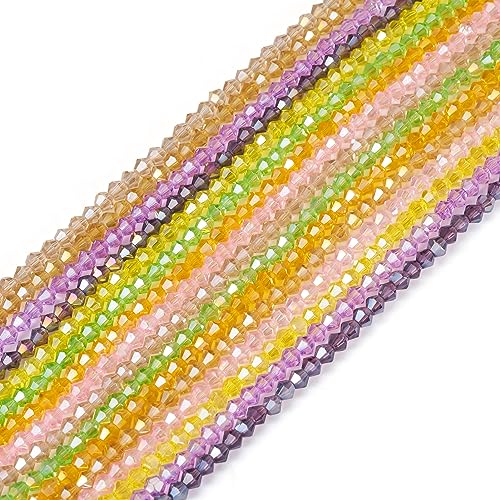 PandaHall 16 Stränge Facettierte Kristallglasperlen Pony Doppelkegel Glas Spacer Perlen für DIY Handwerk Armbänder Halsketten Schmuckherstellung von PandaHall