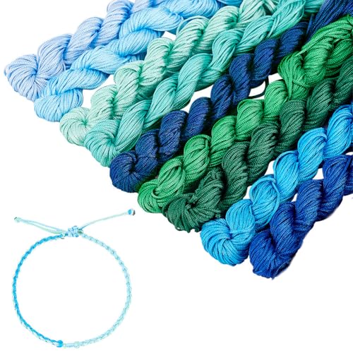 PandaHall 2 mm Blaue Nylon-Perlenschnur Chinesische Knotenschnur Geflochtene Armbandschnur Kumihimo-Makramee-Faden Schnur Für Sommer Freundschaftsarmband Schmuckherstellung Weihnachten 120m von PH PandaHall