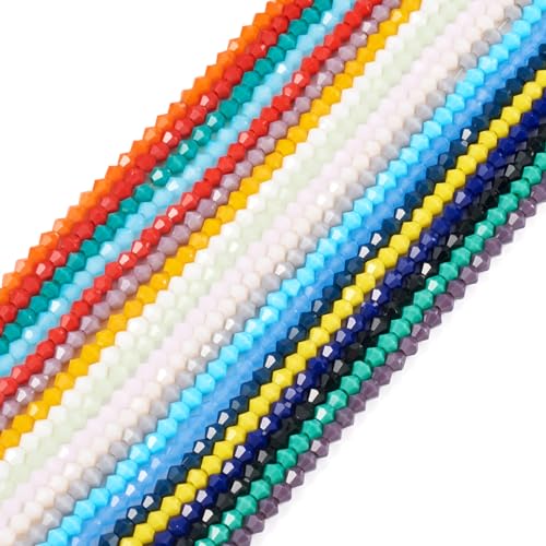 PandaHall 20 Stränge Facettierte Glas Doppelkegel Perlen Kristallglas Briolette Lose Spacer Perlen Bulk für DIY Handwerk Armbänder Halsketten Ohrringe Schmuckherstellung von PH PandaHall