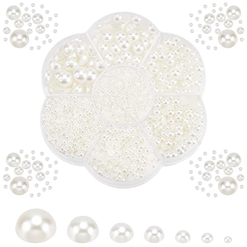 PandaHall 3337 Stück Flache Runde Perlen 7 Größe Halbrunde Birnenperlen Nachahmungsperle Cabochons Flatback Kunstperlen Für Verzierungen Scrapbook Cup Schuhe Nagel Handyhülle Hochzeitsdeko von PH PandaHall