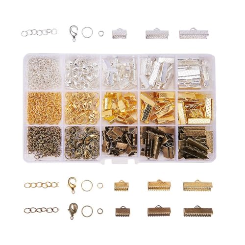 PandaHall 420 Stücke 1 Kasten Schmuckherstellungsset Schmuck DIY Basteln Set Bandklemme Karabinerverschluss Jump Ringe Eisen Twist Extender Ketten von PH PandaHall