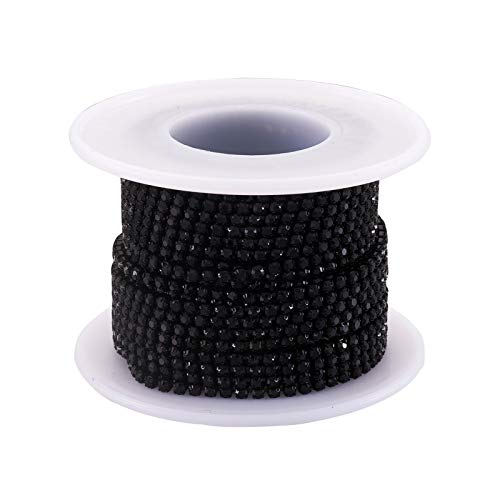 PandaHall Kristall-Strass-Cup-Ketten, 9,1 m, 2 mm, schwarze Zierleiste, Messing-Strass, Strass, für Hochzeitsbedarf, DIY, Nähen, Handwerk, Schmuckherstellung von PH PandaHall