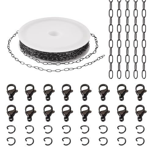 PandaHall Edelstahl-Büroklammerketten, schwarz, gelötet, oval, mit Karabinerverschlüssen, Biegeringe für Armbänder, Halsketten, Schmuckherstellung, 5 m PandaHall Edelstahl-Büroklammerketten, schwarz, gelötet, oval, mit Karabinerverschlüssen, Biegeringe für Armbänder, Halsketten, Schmuckherstellung, 5 m von PH PandaHall