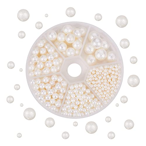 PandaHall ca. 804 Stück 6 Größen ohne Löcher/ungebohrt nachgeahmte Perlen für Vasenfüller, Hochzeit, Party, Heimtextilien, Elfenbein (3 mm, 4 mm, 5 mm, 6 mm, 8 mm, 10 mm) von PH PandaHall