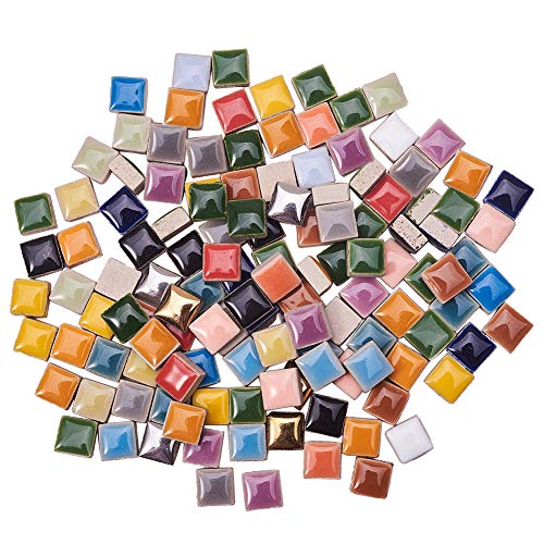PandaHall Elite – ca. 265 Stück Mosaikfliesen, quadratisch, aus Porzellan, gemischte Farben, 9~10 x 9~10 x 5~7 mm von PH PandaHall