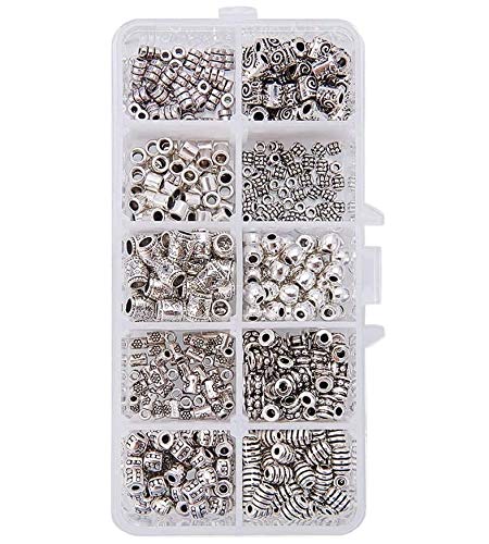 PandaHall Elite & reg 500pcs tibetischen Stil Legierung Bead Spacer, Antik Silber, 3.5~8x3.5~6.5 mm, Loch: 1~4 mm von PH PandaHall