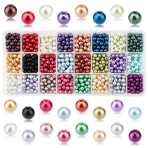 PandaHall Elite & reg Umwelt gefärbt Glas Perlen Runde Perlen, Gemischte Farbe, 6mm, Bohrung: 1mm; ungefähr 76pcs / compent; 1824pcs / box von PH PandaHall