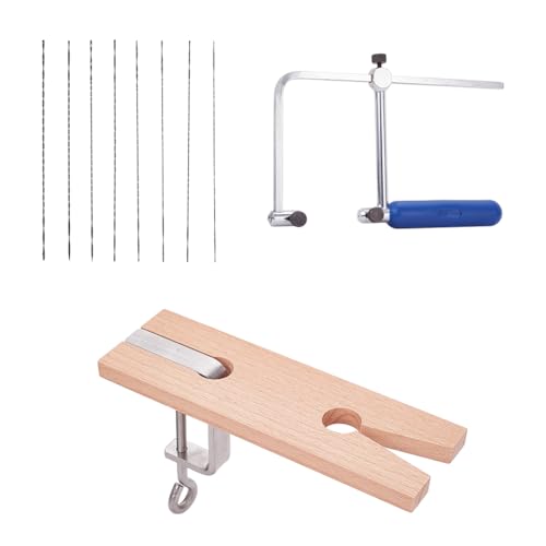 PandaHall Jewelry Saw Kit, Juweliere Saw Frame mit 9 Stück Juweliere Saw Blades, Juweliere Bench Pin V-Slot Bench Pin mit Klemme für Art Frame Making Tools Professionelle Schmuckherstellung Kit von PH PandaHall