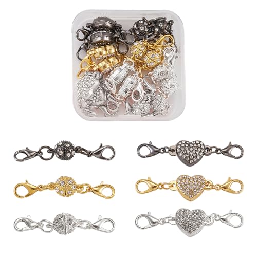 PandaHall Magnetische Karabinerverschlüsse, rund, Herz, Strass, Schmuckverschlüsse, Konverter, gemischte Farben, für DIY-Armbänder, Schmuckherstellung, 12 Sets PandaHall Magnetische Karabinerverschlüsse, rund, Herz, Strass, Schmuckverschlüsse, Konverter, gemischte Farben, für DIY-Armbänder, Schmuckherstellung, 12 Sets von PH PandaHall