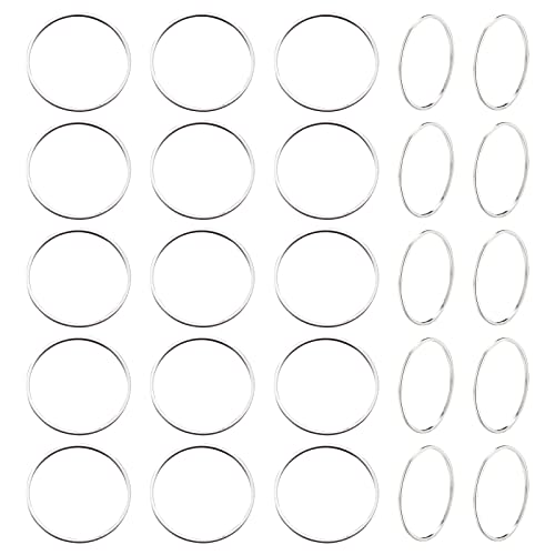 PandaHall Verbindungsringe aus Messing, silberfarben, 25 x 1 mm, rund, für Halsketten, Armbänder, Ohrringe, Schmuckherstellung, 50 Stück von PH PandaHall