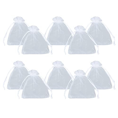 PandaHall ca. 100pcs 12x9cm Rechteck Organza Geschenktüten, Hochzeitsbevorzugungstaschen Schmuckbeutel Organza Taschen, mit Bändern für Hochzeitsbevorzugung Geschenk von PH PandaHall