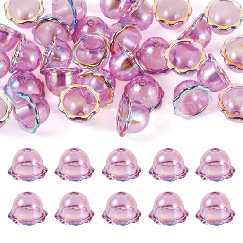 Pandahall 30 Stück lila Blumen-Perlenkappen, Windglocken-Perlen, Acryl-Perlenkegel, Blumen-Endkappen, Quallen, Perlen für Windspiele, baumelnde Ohrringe, Halskettenherstellung Pandahall 30 Stück lila Blumen-Perlenkappen, Windglocken-Perlen, Acryl-Perlenkegel, Blumen-Endkappen, Quallen, Perlen für Windspiele, baumelnde Ohrringe, Halskettenherstellung von PH PandaHall