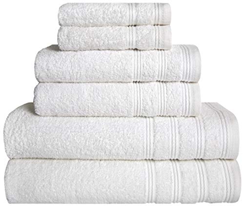 PH Pleasant Home Badezimmer Handtuch-Set 6teillig – 2 Badehandtücher, 2 Handtücher, 2 Waschlappen – 100% Baumwolle – 400 g/m² – Weich & Saugfähig (Weiß) von PH Pleasant Home